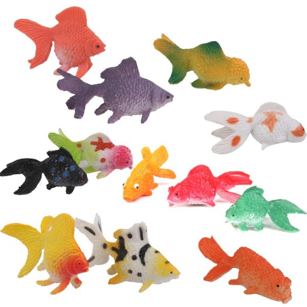 24Pcs Plastic Goldfish Animal Toys Kids Birthday Party Gift Aquarium Decors Hot on Sale