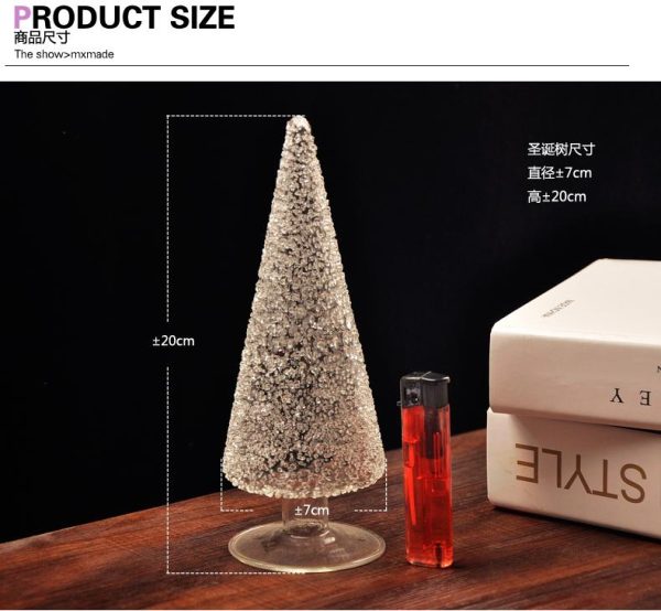 Transparent Glass Mini Christmas Tree Creative Table Decor Ornament 20cm Hot on Sale